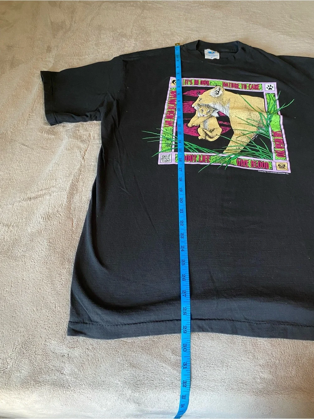 Vintage 1997 Save The Rainforest Wildlife Graphic T-Shirt XL Black Nature